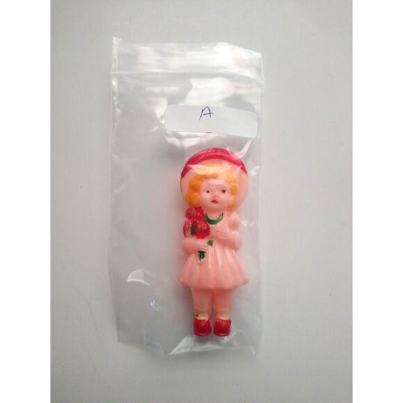 Toy Doll Rattle Retro Hard Plastic Hand Painted Pink Body Blonde Girl 3.25" - Picture 4 of 4